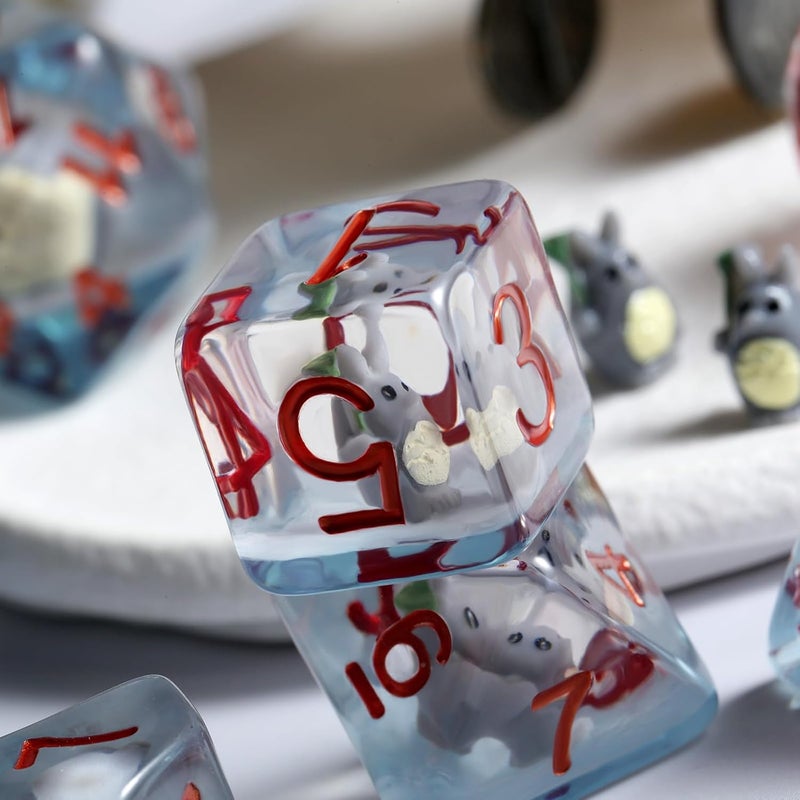 DNDND Totoro DND Dice Set, 7PCS Resin D&D Dice with Velvet Bag for Dungeons and Dragons Tabletop Games（Totoro - Image 2